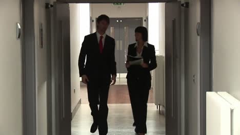 Business-People-Walking-in-Corridor