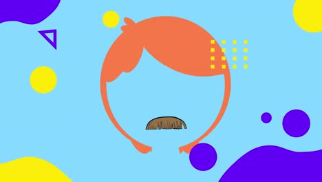 Animation-Von-Schnurrbart-Symbolen,-Die-Sich-Auf-Blauem-Hintergrund-Bewegen