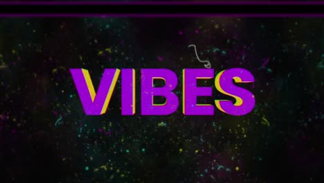 Animation-of-vibes-text-over-moving-screens-and-colorful-noises