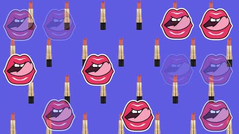 Animation-of-red-lips-on-blue-background
