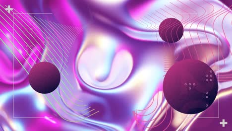 Animation-of-purple-balls-over-glowing-liquid-background