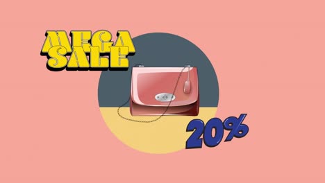 Animation-of-sale-text-and-handbag-icon-on-pink-background