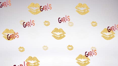 Animation-of-girls-text-and-lips-on-white-background