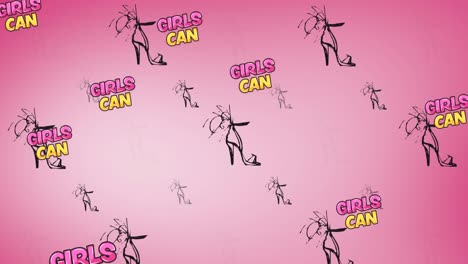 Animación-De-Chicas-Pueden-Textos-Sobre-Fondo-Rosa