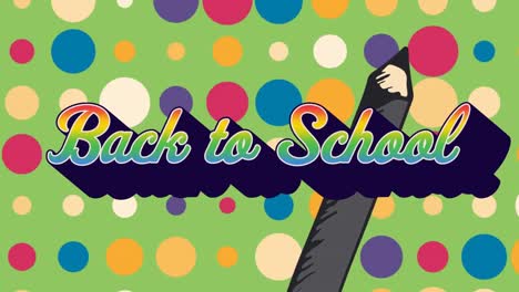 Animation-of-back-to-school-text-and-pencil-icon-on-green-background