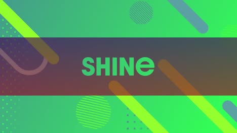 Animation-of-shine-text-over-colorful-trails-on-green