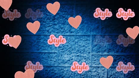Animation-of-style-text-in-pink-letters-on-blue-background