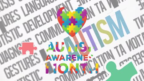 Animation-of-colourful-puzzle-pieces-forming-heart-and-autism-awareness-month-text