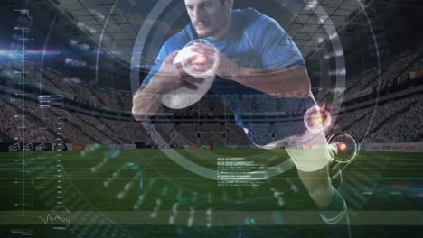 Animation-of-scope-scanning-and-data-processing-over-rugby-player-in-sports-stadium