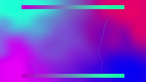Animation-Grüner-Und-Violetter-Linien-Auf-Buntem,-Verschwommenem-Rosa,-Rotem-Und-Blauem-Hintergrund