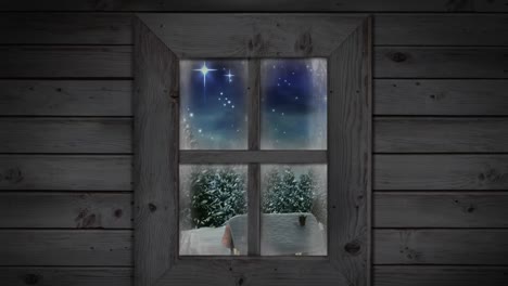 Animation-of-window-view-and-christmas-decoration