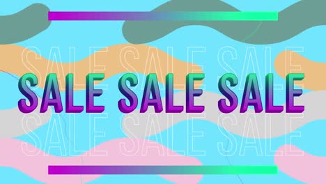 Animation-of-sale-text-over-moving-colourful-background
