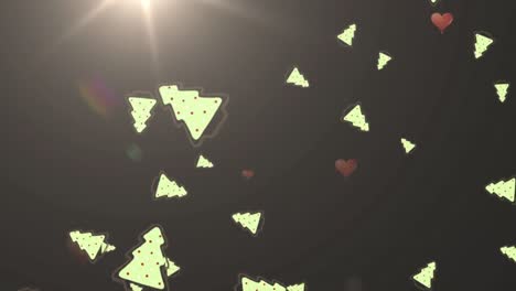 Animation-Fallender-Weihnachtsbäume-Auf-Dunklem-Hintergrund