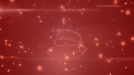 Animation-Von-Fallenden-Sternen-Und-Weihnachtsbaum-über-Dem-Hintergrund-Mit-Rotfilter