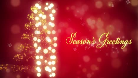 Animation-of-christmas-greetings-and-fairy-lights-over-red-background