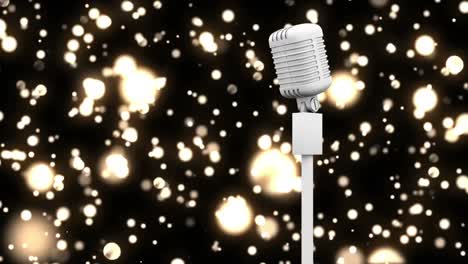 Animation-of-rerto-microphoneover-shining-bokeh-on-black-background