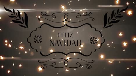 Feliz-navidad-text-banner-against-multiple-glowing-stars-icons-floating-on-grey-background