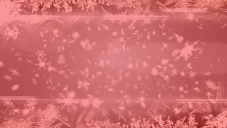 Multiple-snowflakes-icons-floating-and-light-trails-against-pink-background