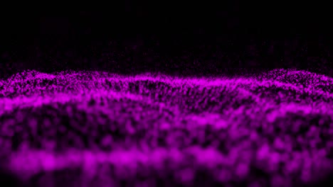 Digitale-Animation-Einer-Violetten-Digitalen-Welle,-Die-Sich-Vor-Schwarzem-Hintergrund-Bewegt