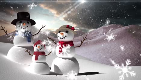 Animation-of-winter-scenery-with-snowman