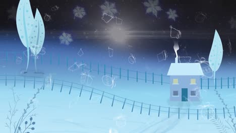 Animation-Einer-Winterlandschaft-Mit-Haus