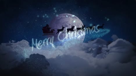 Animation-Des-Textes-„Frohe-Weihnachten“-über-Dem-Weihnachtsmann-Im-Schlitten