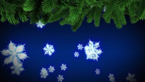 Animación-De-árboles-Sobre-Nieve-Cayendo-Sobre-Fondo-Azul
