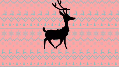 Animation-of-reindeer-over-traditional-christmas-pattern