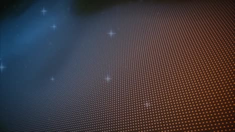 Animation-of-stars-over-red-dots-on-black-background