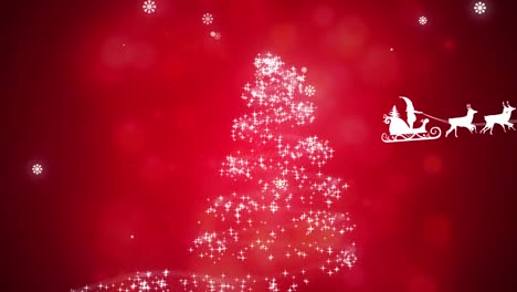 Der-Weihnachtsmann-Im-Schlitten-Wird-Von-Rentieren-Gegen-Die-Sternschnuppe-Gezogen-Und-Bildet-Einen-Weihnachtsbaum