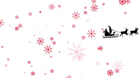 Animation-Des-Weihnachtsmanns-Im-Schlitten-Mit-Rentieren-Auf-Weißem-Hintergrund