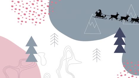 Iconos-De-Topografía-Y-árbol-De-Navidad-Contra-Formas-Coloridas-Abstractas-Sobre-Fondo-Blanco.