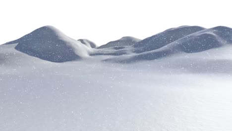 Digitale-Animation-Von-Schnee,-Der-über-Eine-Winterlandschaft-Vor-Weißem-Hintergrund-Fällt
