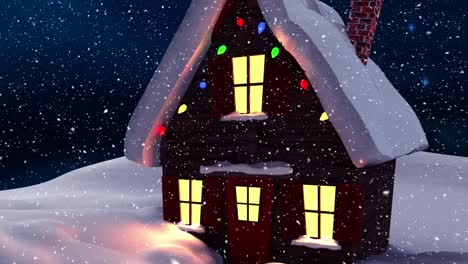 Animation-of-winter-scenery-with-decorated-house