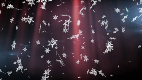 Animation-of-snowflakes-over-glowing-red-background