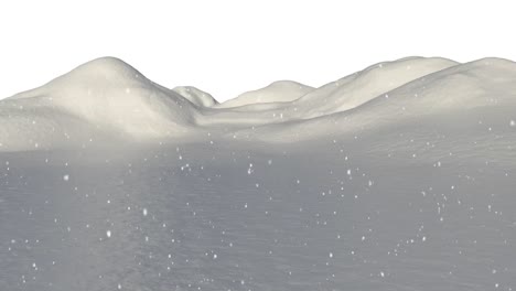 Digital-animation-of-snow-falling-over-winter-landscape-against-white-background