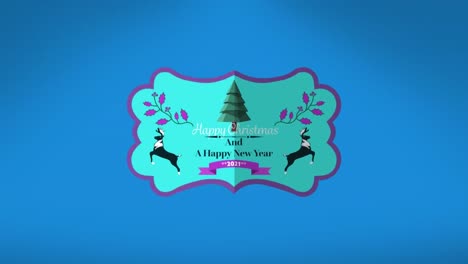 Animation-of-christmas-logo-with-christmas-text-over-blue-background