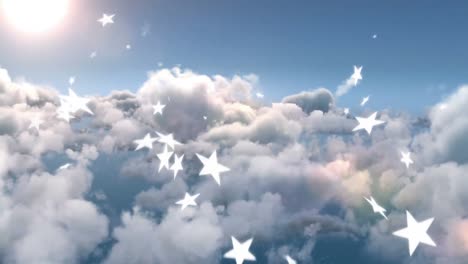 Animation-of-falling-stars-over-cloudy-sky