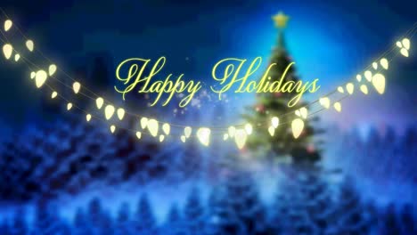 Animation-Von-Weihnachtsgrüßen-Und-Leuchtenden-Lichterketten-über-Dem-Weihnachtsbaum