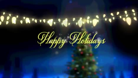 Animation-Von-Weihnachtsgrüßen-Und-Leuchtenden-Lichterketten-über-Dem-Weihnachtsbaum