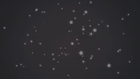 Digitale-Animation-Mehrerer-Sternsymbole,-Die-Vor-Schwarzem-Hintergrund-Schweben