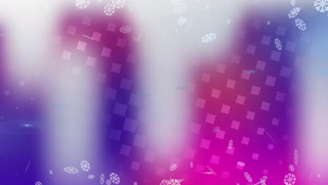 Schneeflocken-Schweben-Gegen-Saure-Formen-Vor-Blauem-Und-Violettem-Hintergrund-Mit-Farbverlauf