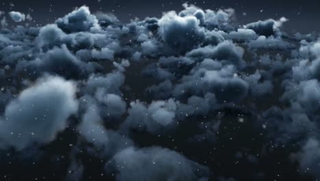 Animation-Von-Fallendem-Schnee-über-Bewölktem-Himmel