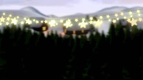 Animation-Leuchtender-Lichterketten-über-Der-Winterlandschaft