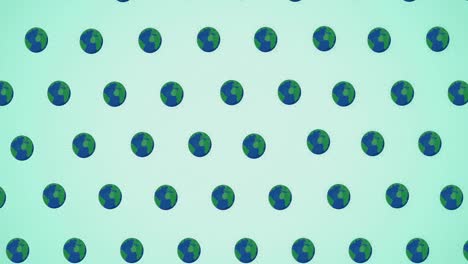 Animation-of-multiple-falling-globes-on-green-background