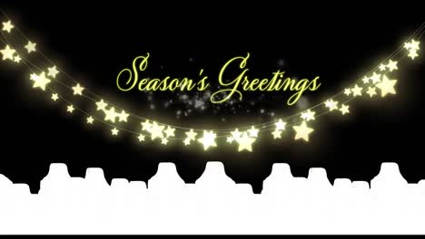 Animation-of-christmas-seasons-greetings-and-glowing-fairy-lights-over-black-background