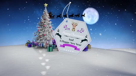 Animation-of-christmas-greetings-over-christmas-scenery