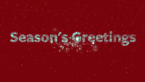 Animation-Des-Weihnachtsgrußtextes-über-Fallendem-Schnee-Auf-Rotem-Hintergrund