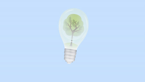 Animation-of-tree-in-light-bulb-on-pale-blue-background