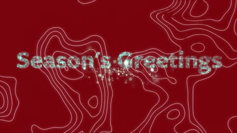 Seasons-greeting-text-over-topography-and-fireworks-exploding-against-red-background